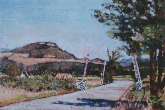 veduta della fattoria di casaglia con passaggio a livello